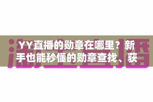 YY直播的勋章在哪里?新手也能秒懂的勋章查找、获取与佩戴全攻略 YY直播的勋章在哪里?新手也能秒懂的勋章查找、获取与佩戴全攻略