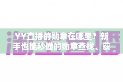 YY直播的勋章在哪里？新手也能秒懂的勋章查找、获取与佩戴全攻略