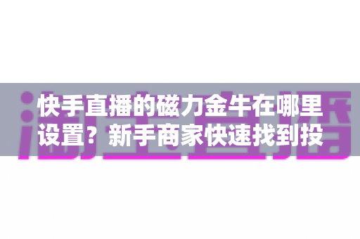 快手直播的磁力金牛在哪里设置？新手商家快速找到投放入口的完整实操指南